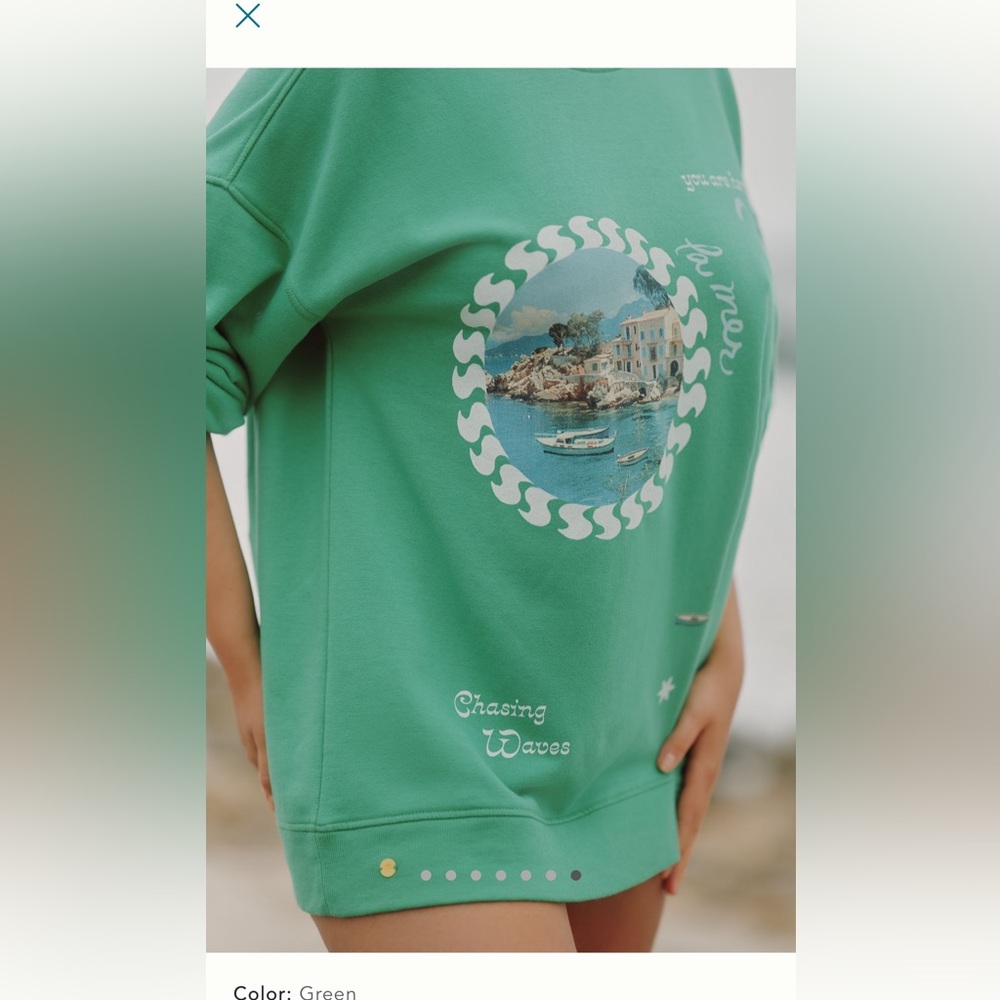 Green Graphic Sweatshirt Anthropologie celandine like new